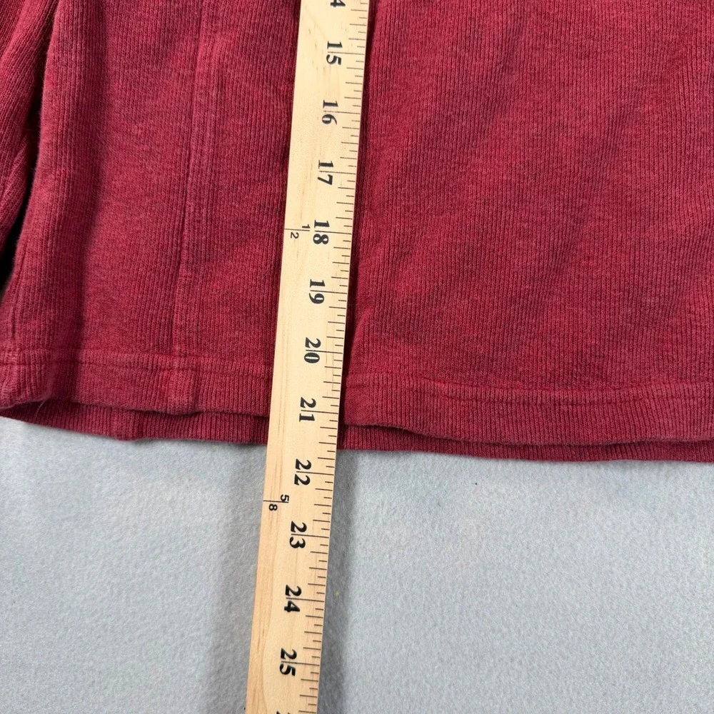 Orvis Mens Quarter Zip Pullover Sweater Red Gingham Trim Ribbed Knit Size M